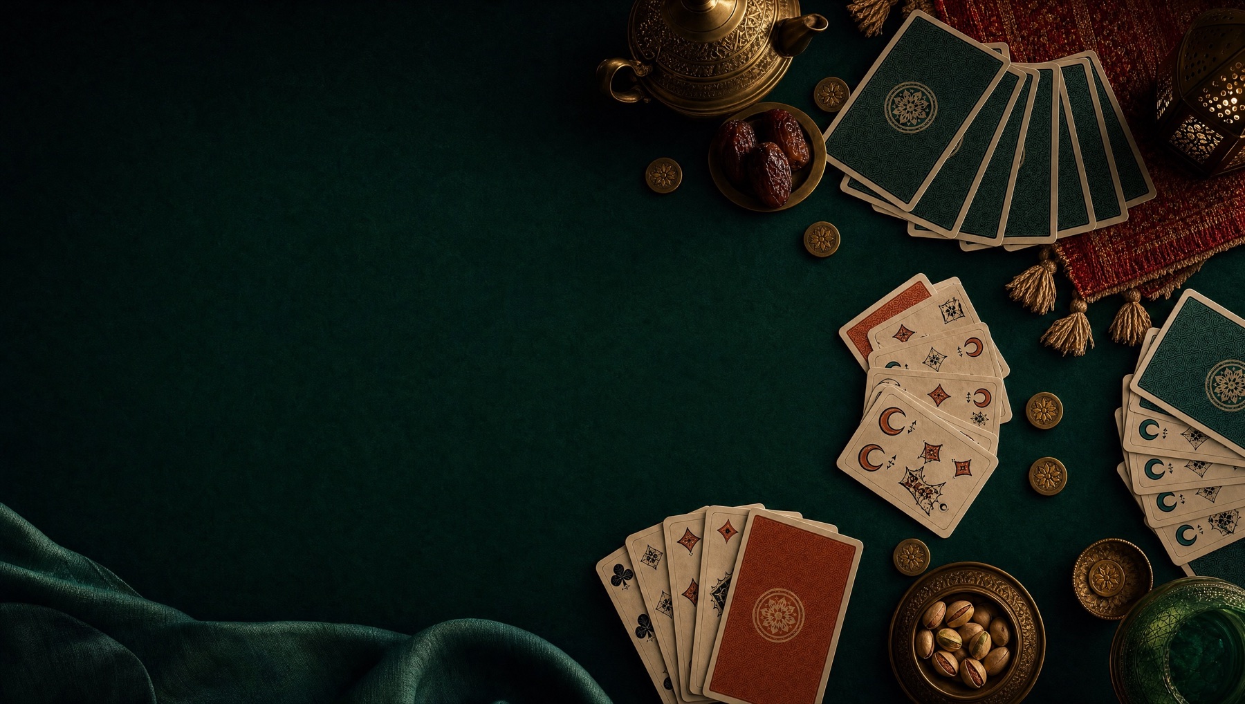 A card table prepared for a game night
